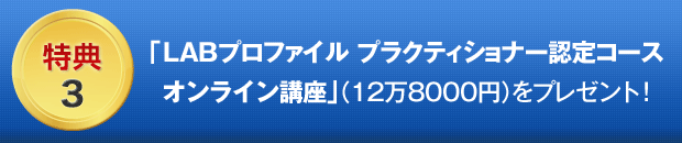 3.「LABプロファイル(R) プラクティショナー認定コースDVDセット」(12万8000円相当)をプレゼント!