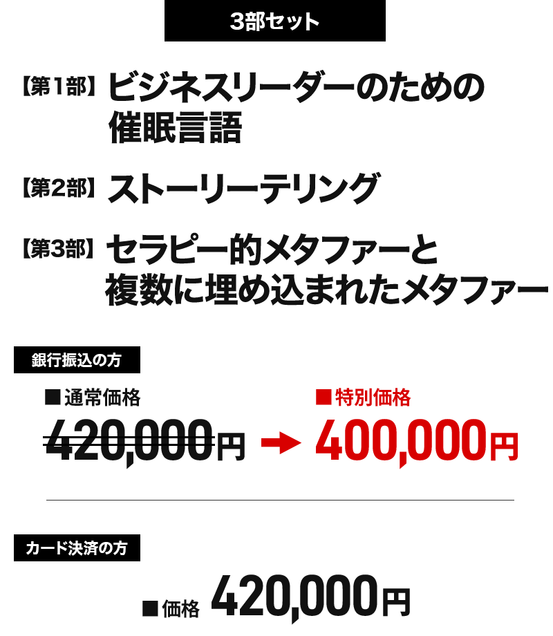 ビジネスで使える催眠言語３部セット
