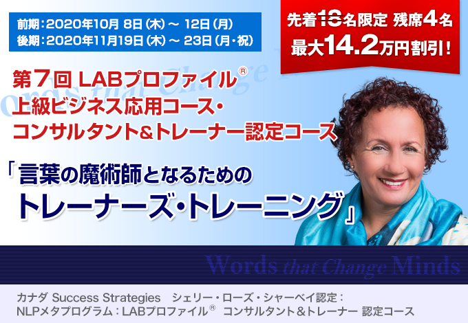 LABプロファイル(R) 上級ビジネス応用＆コンサルタント&トレーナー認定コース