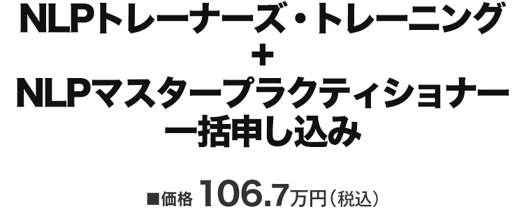 一般受付 NLPトレーナーズ・トレーニング+NLPマスター一括