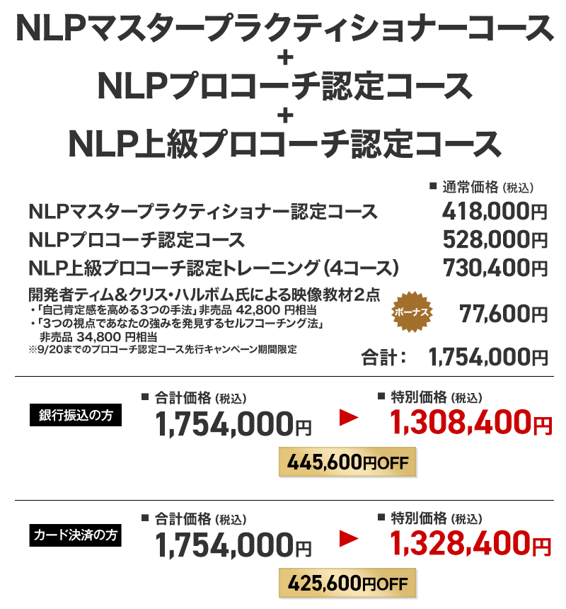 NLPマスター+コーチング+上級コーチ４コース