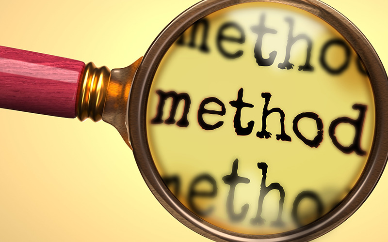 虫メガネにmethodの文字が映っている様子