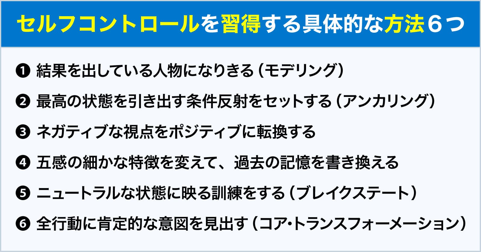 セルフコントロールを習得する具体的な方法6つ