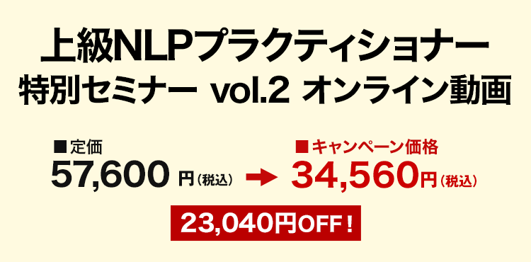 上級NLPプラクティショナー vol.2 オンライン動画